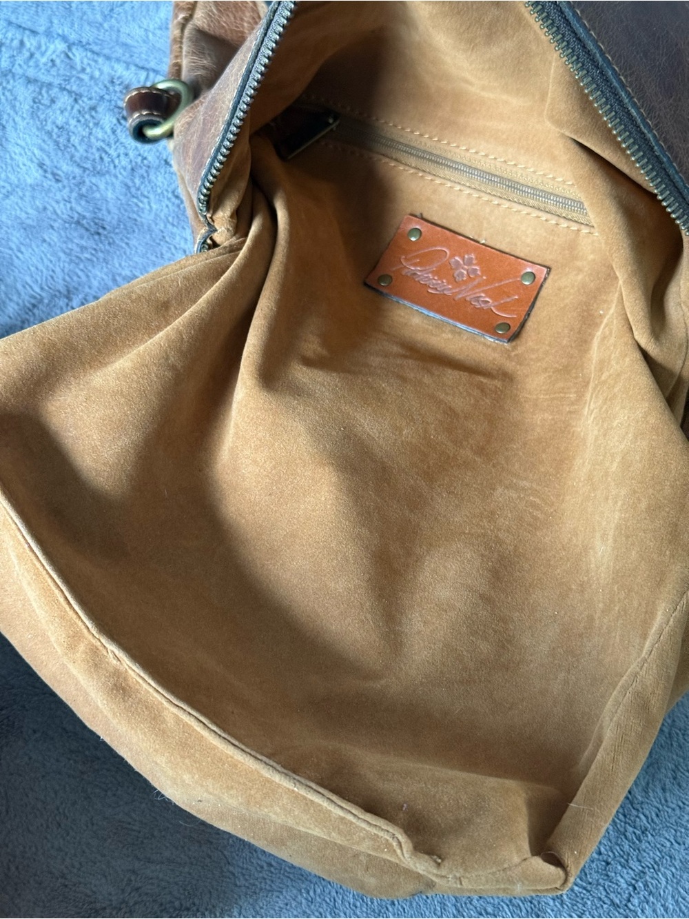 Patricia Nash Luzille distressed look Leather, Fold-Top Backpack purse. - Picture 9 of 16